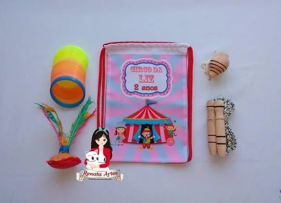 Mochila Boa Infância Tema Circo Rosa 2