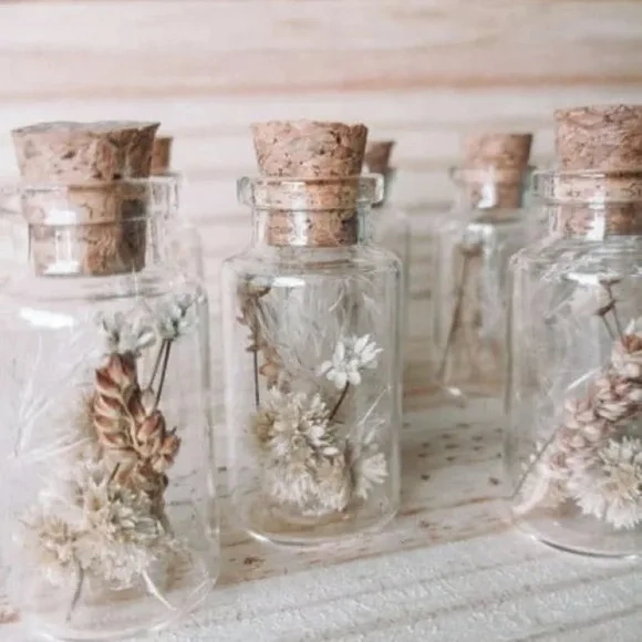 Mini Garrafinhas Decoradas com Flores Secas Naturais