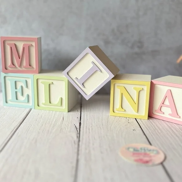 Tons Pastel Cubos Personalizados 6x6cm Decoração Bebê