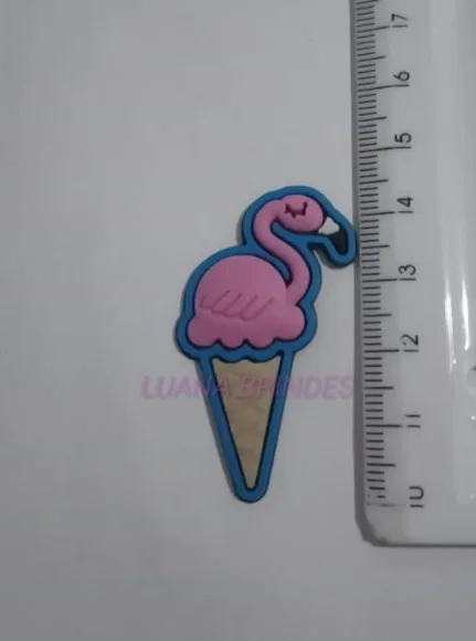 Apliques Emborrachado de Sorvete de Flamingo - pct c/8 unid