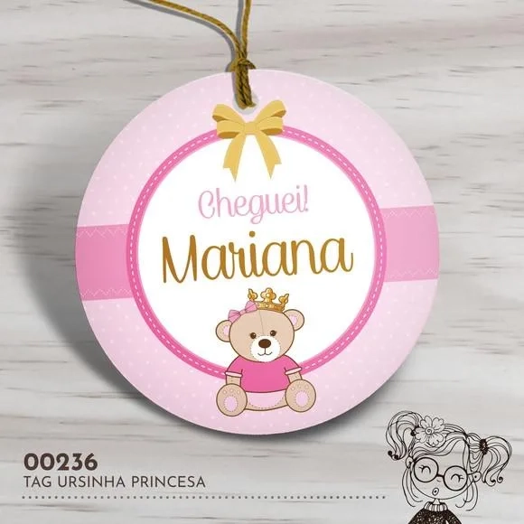 Tag Redonda Ursinha Princesa - 00236