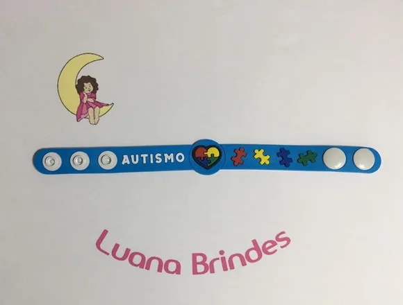 Pulseira Modelo Autismo Azul 19cm Emborrachado 2 Unidades
