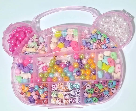 Kit Miçanga de Colar e Pulseira Caixa Urso com Divisória