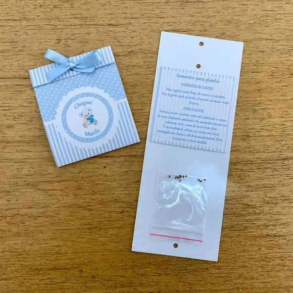 Kit Lembrancinha Sementinha + Vela Ursinho Azul