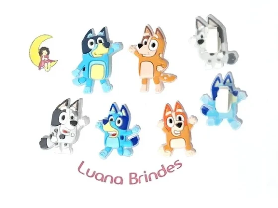Aplique Bluey para Tênis Emborrachado Pacote com 5 Unidades