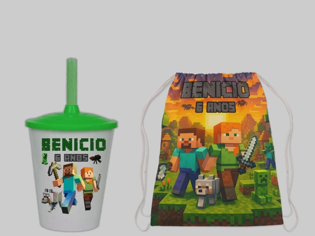 Kit Mochila e Copo Twister personalizado do Minecraft
