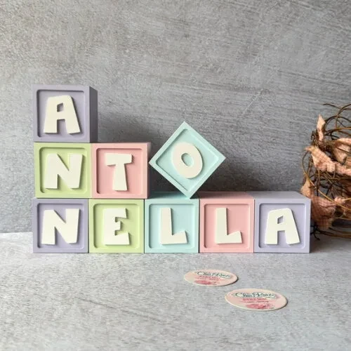 Cubos de MDF Personalizados Tons Pastel 6x6cm Decoração Bebê