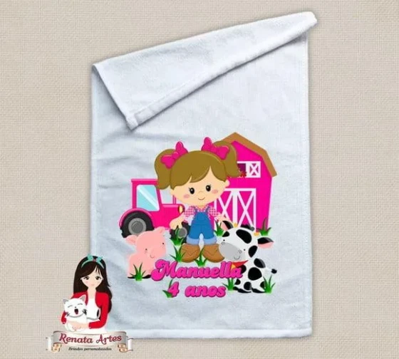 Toalhinha Personalizada Fazendinha Menina