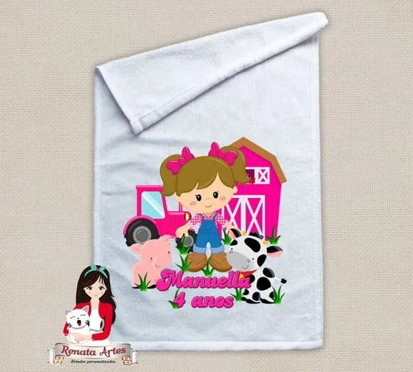 Toalhinha Personalizada Fazendinha Menina