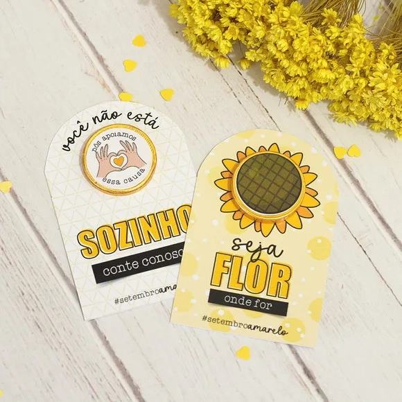 Card com Moeda de Chocolate Setembro Amarelo