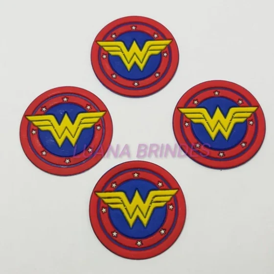 Aplique da Mulher Maravilha de Borracha - Pct c/ 5 Unidades