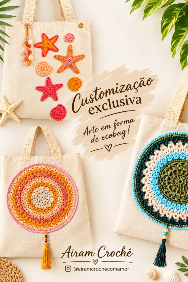 Ecobag customizada em crochê