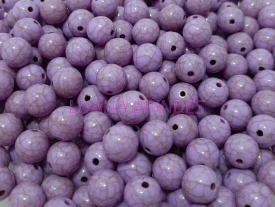 Bolinha Acrilica Lilás Riscadinha - 10mm - pct c/100 unid