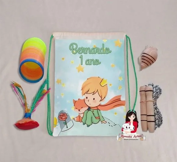 Mochila Boa Infância Tema Pequeno Príncipe Cores Claras