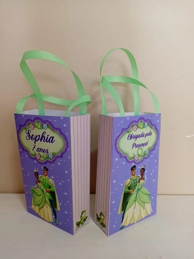 Sacolinhas Personalizadas A Princesa e o Sapo para Lembrancinhas