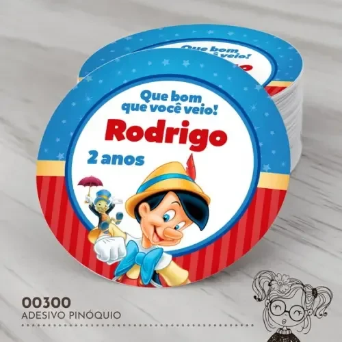 Adesivo Redondo Pinóquio - 00300