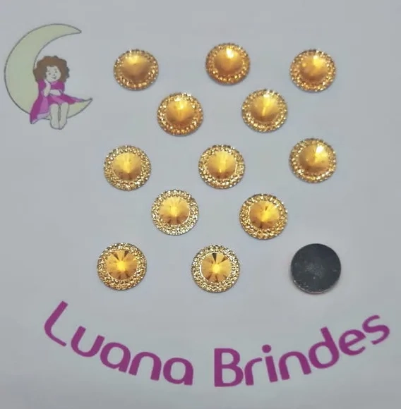 Chaton Dourado Redondo - 16mm - pacotes com 50 unidades.