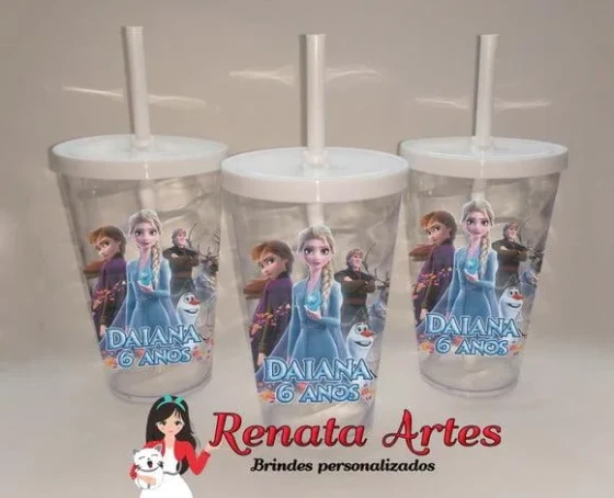 Copo com Canudo 500ml Frozen 2