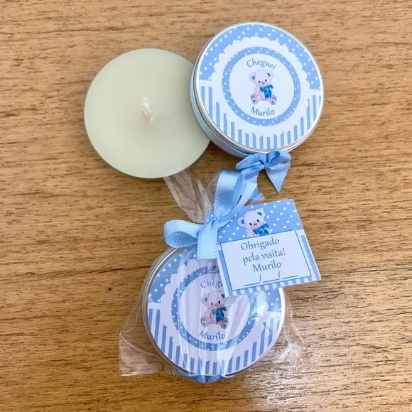 Kit Lembrancinha Sementinha + Vela Ursinho Azul