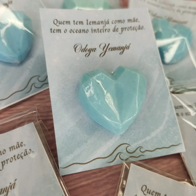 100 UNIDADES Mini Sabonete Coração Diamante no Card  Lembrancinhas Iemanjá