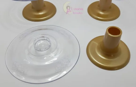 Mini Cake Transparente c/Dourado de Plástico - pct c/3 unid