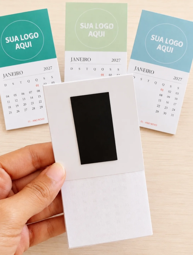 Calendário 2027 imã de geladeira / 50 unidades / brinde corporativo personlizado