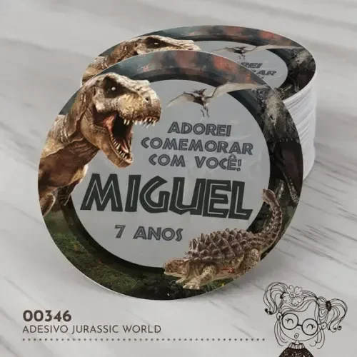 Adesivo Redondo Jurassic World - 00346