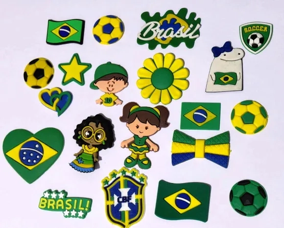 Apliques Brasil Emborrachado Pacote com 20 Unidades