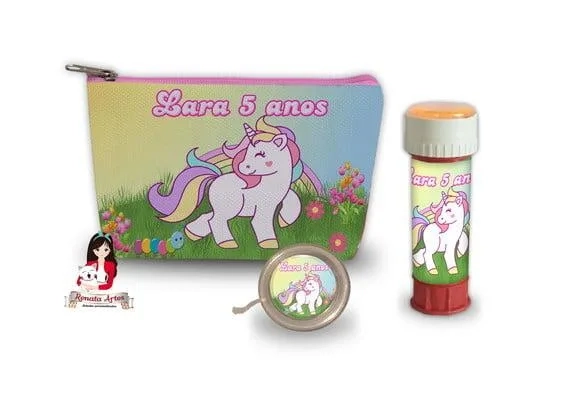 Necessaire com Ioiô e Bolhas de Sabão Unicórnio