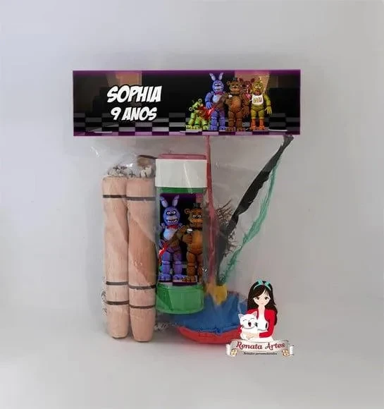 Kit Lembrancinha com Bolha de Sabão Five Nights 2