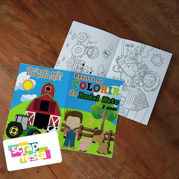 Revista Colorir + Giz de Cera Festa Fazendinha