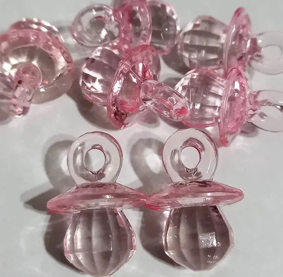 Pingente Chupetinha Rosa Facetada 2,6cm - 10 Unidades
