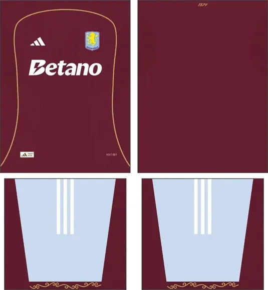 Arte Vetor Camisa Aston Villa Local 2025-2026