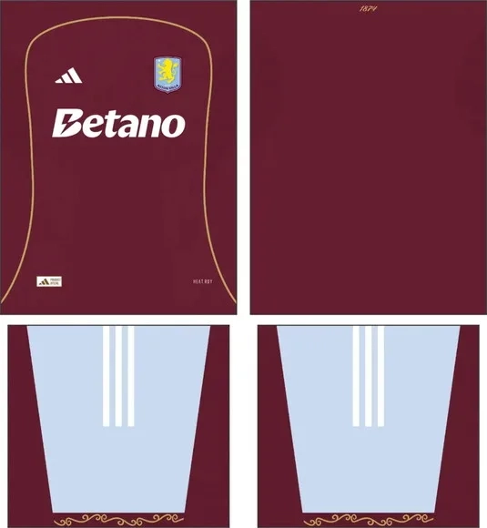 Arte Vetor Camisa Aston Villa Local 2025-2026