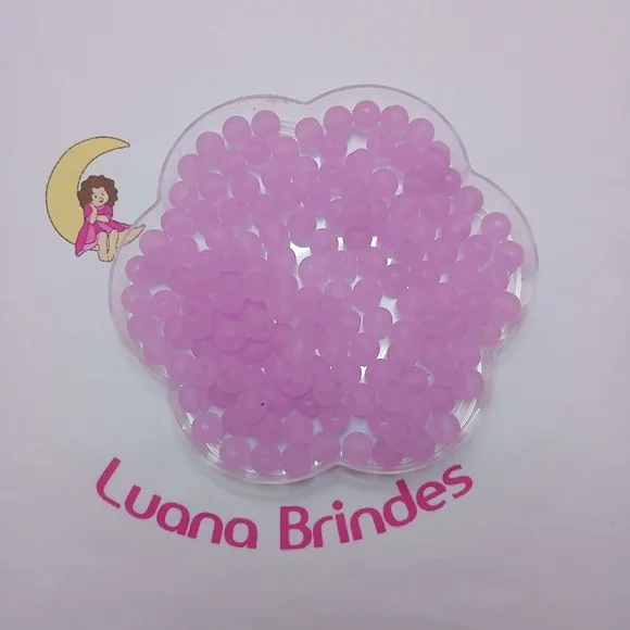 Bola Fosca Com Furo Lilás 8mm Pct 100 Unidades