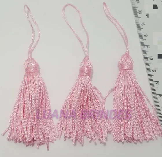 Pingente Tassel de Seda 6cm Rosa Bebê Pct 10 Unidades