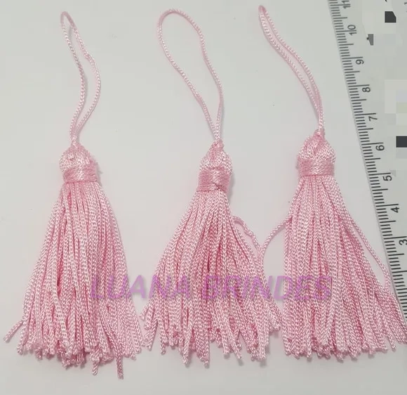 Pingente Tassel de Seda 6cm Rosa Bebê Pct 10 Unidades