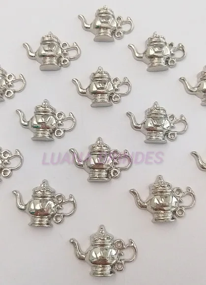 Pingente Bule de Metal em Prata - Pct c/ 10 Unidades