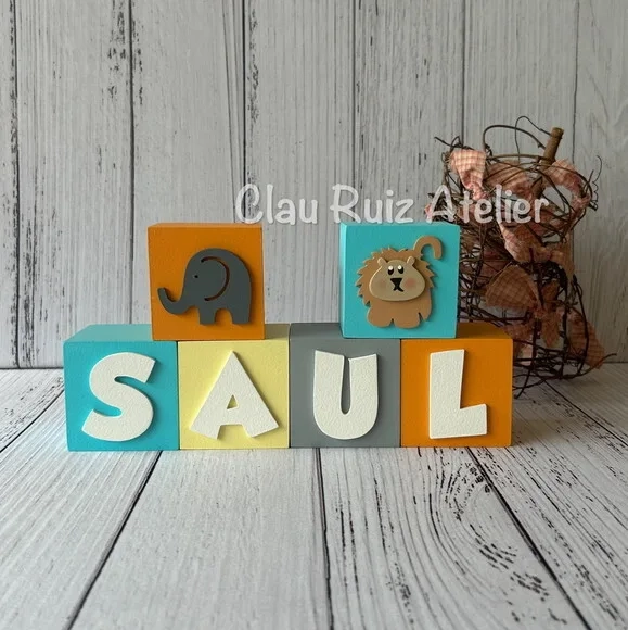 Cubos 6x6cm Decoração Bebê - Safari