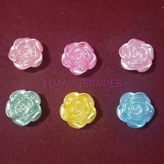 Flor Perolada Colorida Furo Passante 1,8cm Pct 16 Unidades