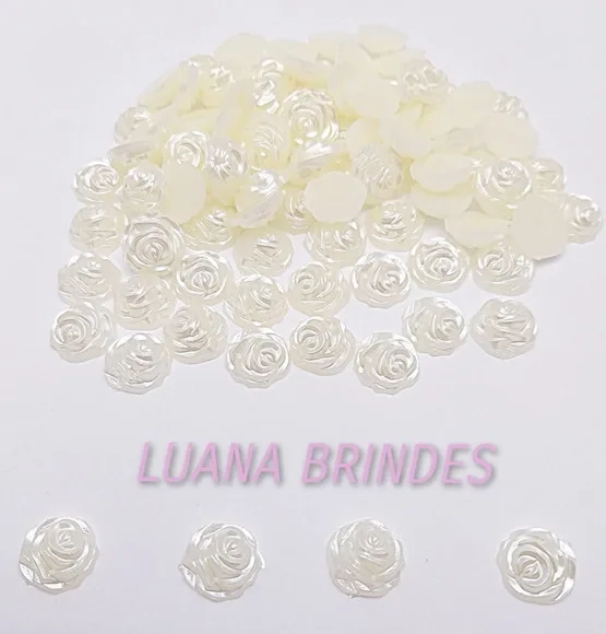 Meia Pérola Flor Champagne 12mm Pct 100 unidades