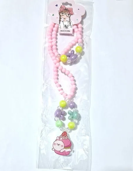 Kit Colar e Pulseira Infantil Acrílico Pacote com 1 Kit