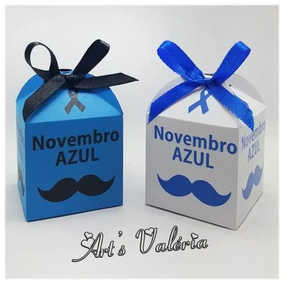 Caixinha Novembro Azul - 7cm