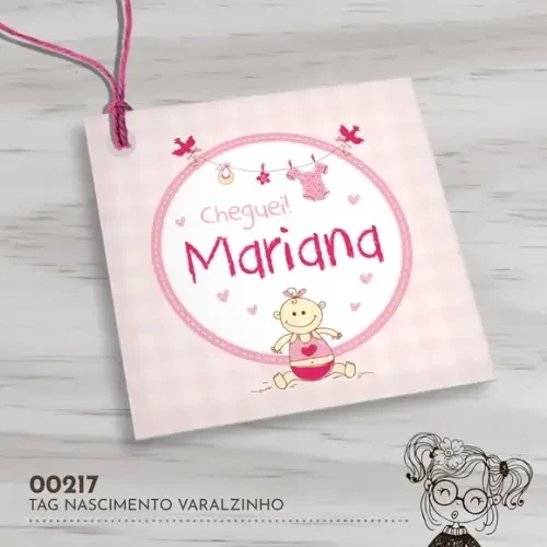 Tag Quadrada Varalzinho Rosa - 00217