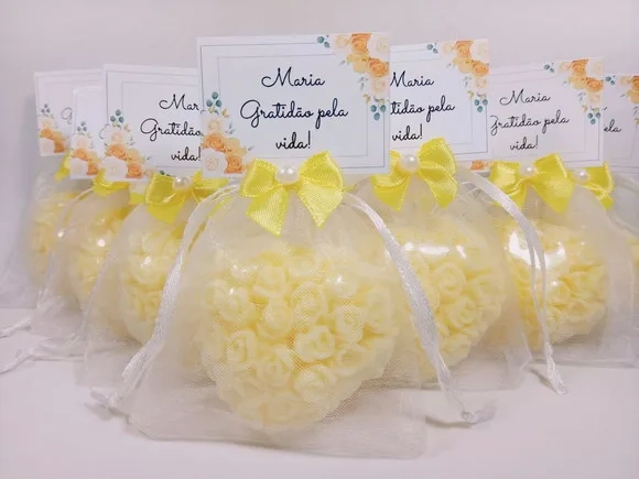 Lembrancinha de Aniversário 15 Anos: Sabonete Coração Floral
