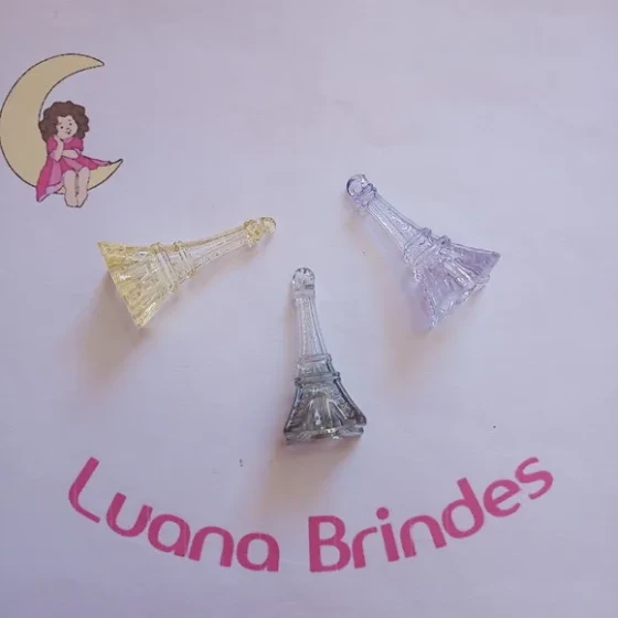 Pingente Torre Eiffel De Acrilico Colorido 4cm Pct 12 Unds