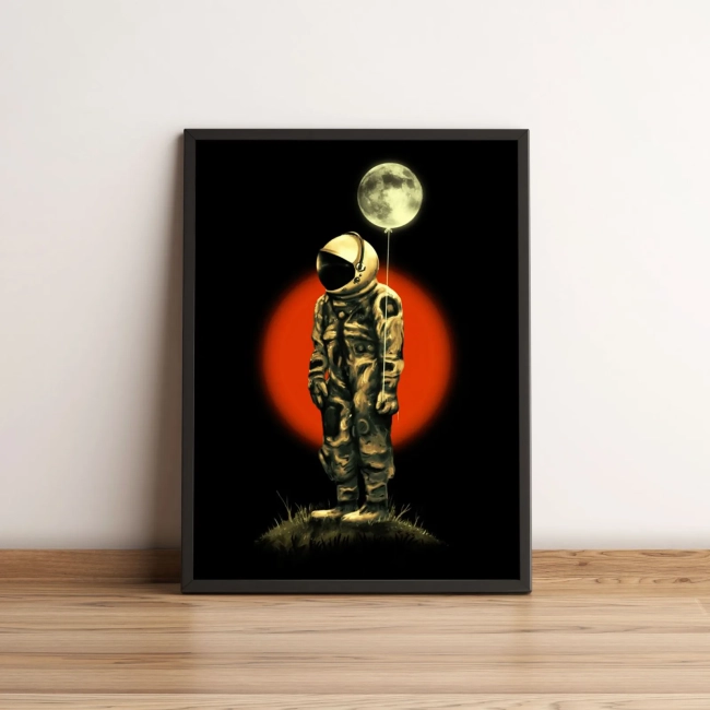 Quadro Astronauta com Balão de Lua 163