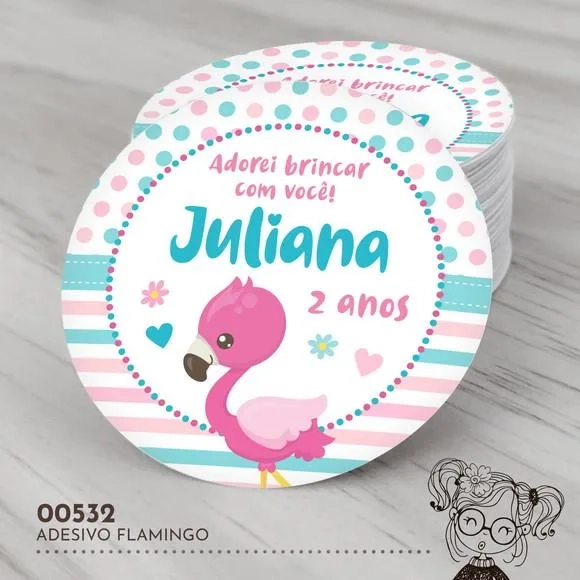 Adesivo Redondo Flamingo - 00532