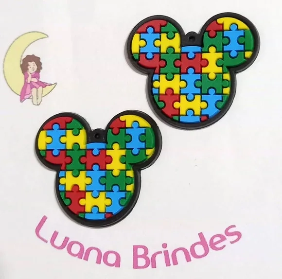 Pingente Mickey Autismo Emborrachado - 5 Unidades