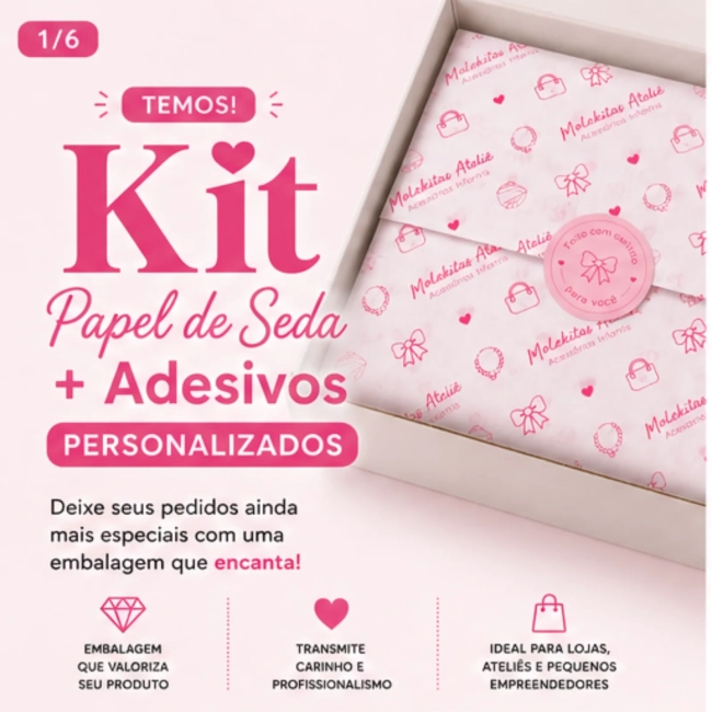 Kit 100 Papel Seda Personalizado 25x60 Logo Colorido + Adesivos